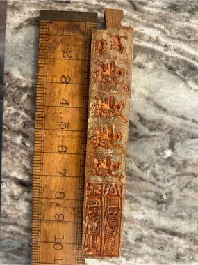Carved Wooden Printing Block with Figurative Designs